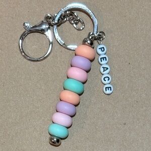Silicone Inspirational Beaded Keychain - Peace